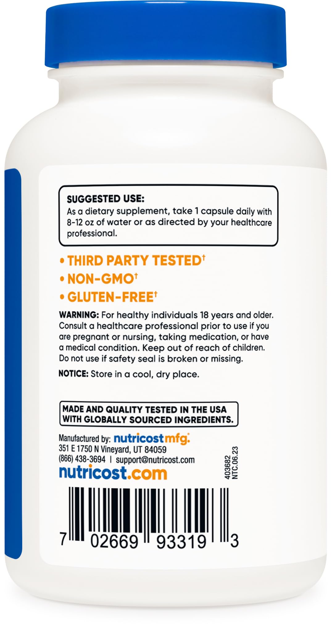 Nutricost Folic Acid (Vitamin B9) 1000 mcg, 240 Capsules - PrimeBioHealth - canada supplements