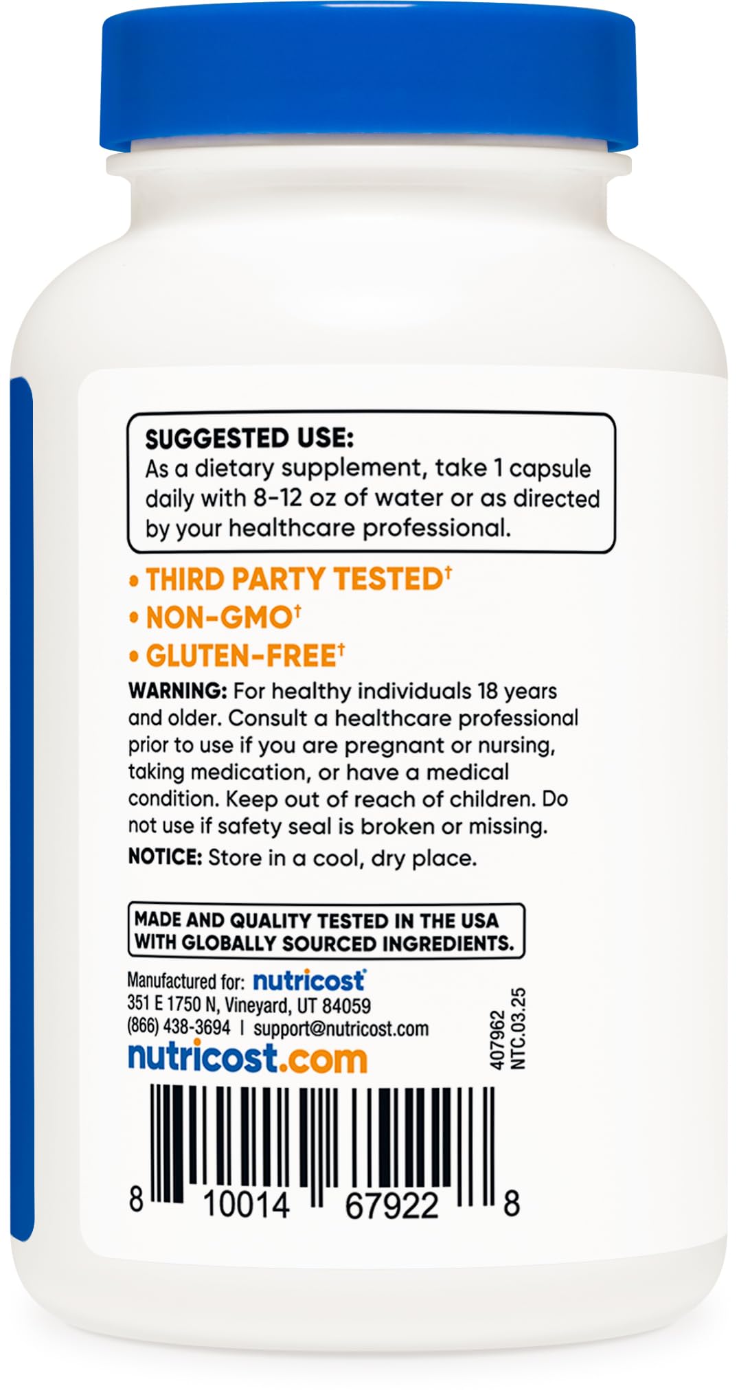 Nutricost Folic Acid (Vitamin B9) 1000 mcg, 240 Capsules - PrimeBioHealth - canada supplements