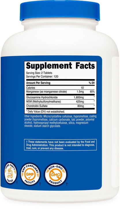 Nutricost Glucosamine 1800mg with Chondroitin & MSM, 240 Tablets, 120 Servings - PrimeBioHealth - canada supplements