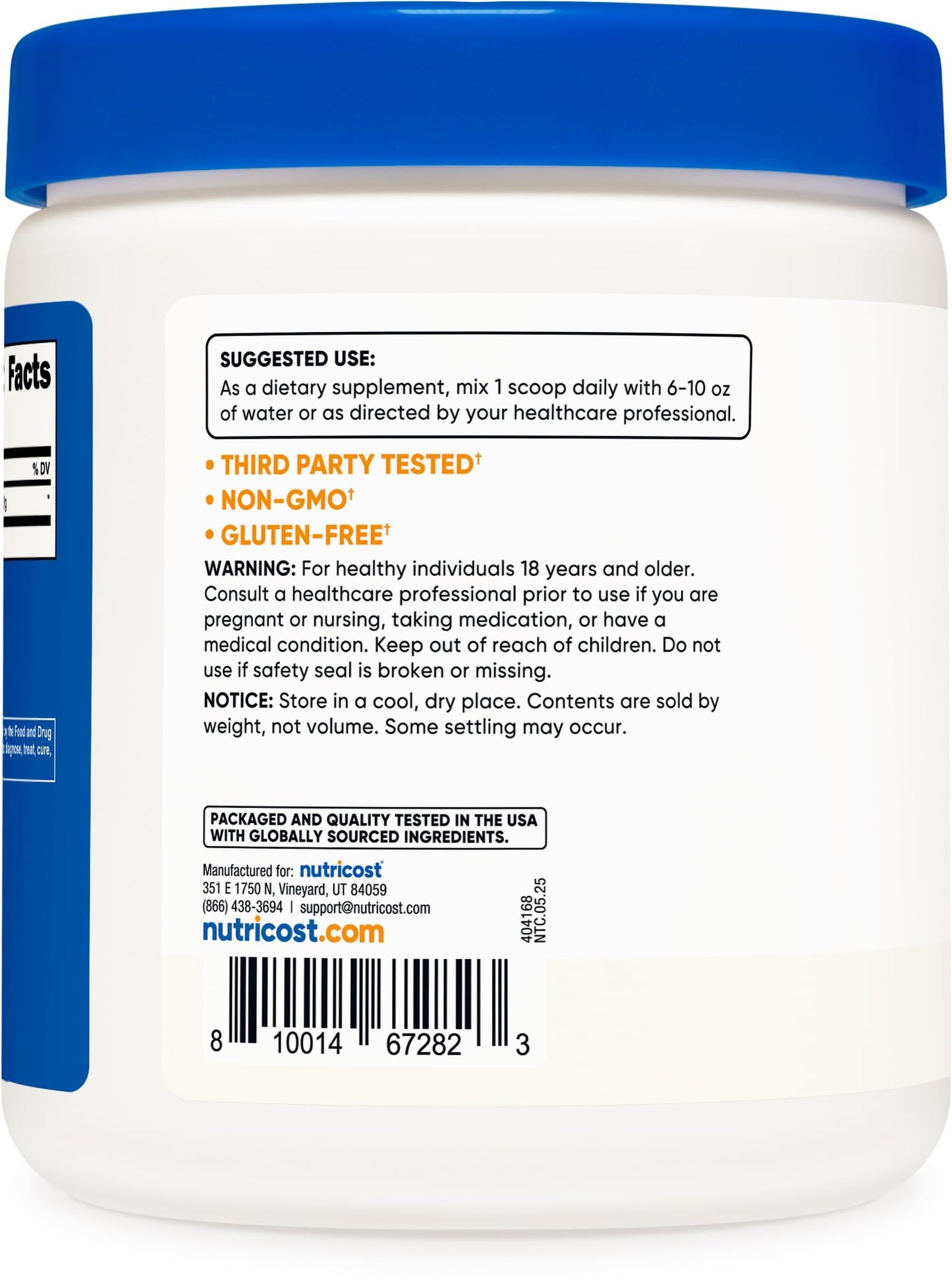 Nutricost Glycine Powder 1lb - Non-GMO, Gluten Free - PrimeBioHealth - canada supplements
