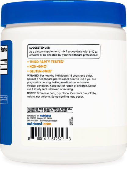 Nutricost Glycine Powder 1lb - Non-GMO, Gluten Free - PrimeBioHealth - canada supplements