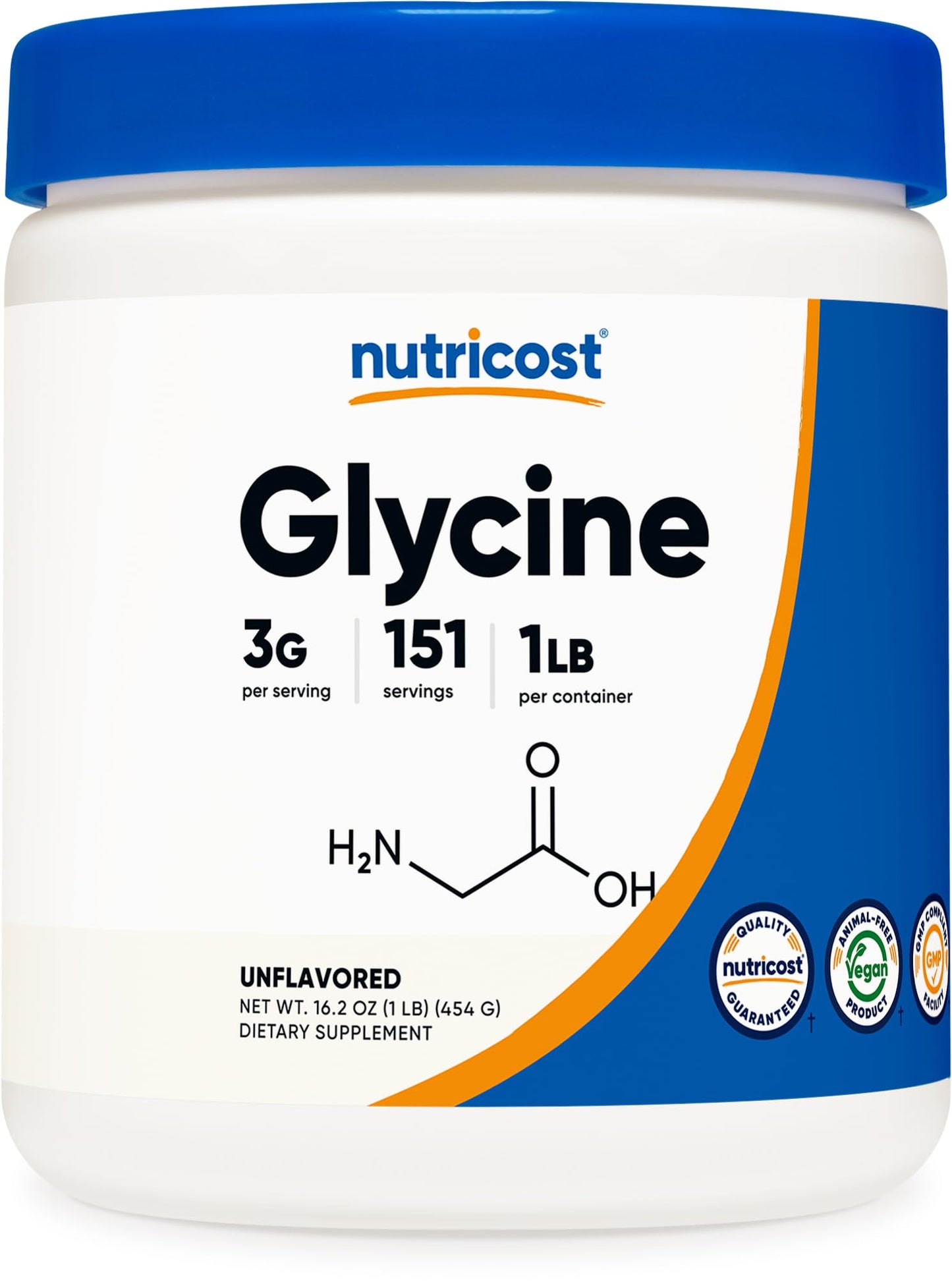Nutricost Glycine Powder 1lb - Non-GMO, Gluten Free - PrimeBioHealth - canada supplements