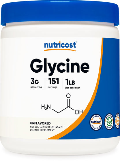 Nutricost Glycine Powder 1lb - Non-GMO, Gluten Free - PrimeBioHealth - canada supplements