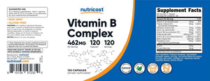Nutricost High Potency Vitamin B Complex 462mg, 120 Capsules - with Vitamin C - Energy Complex - PrimeBioHealth - canada supplements