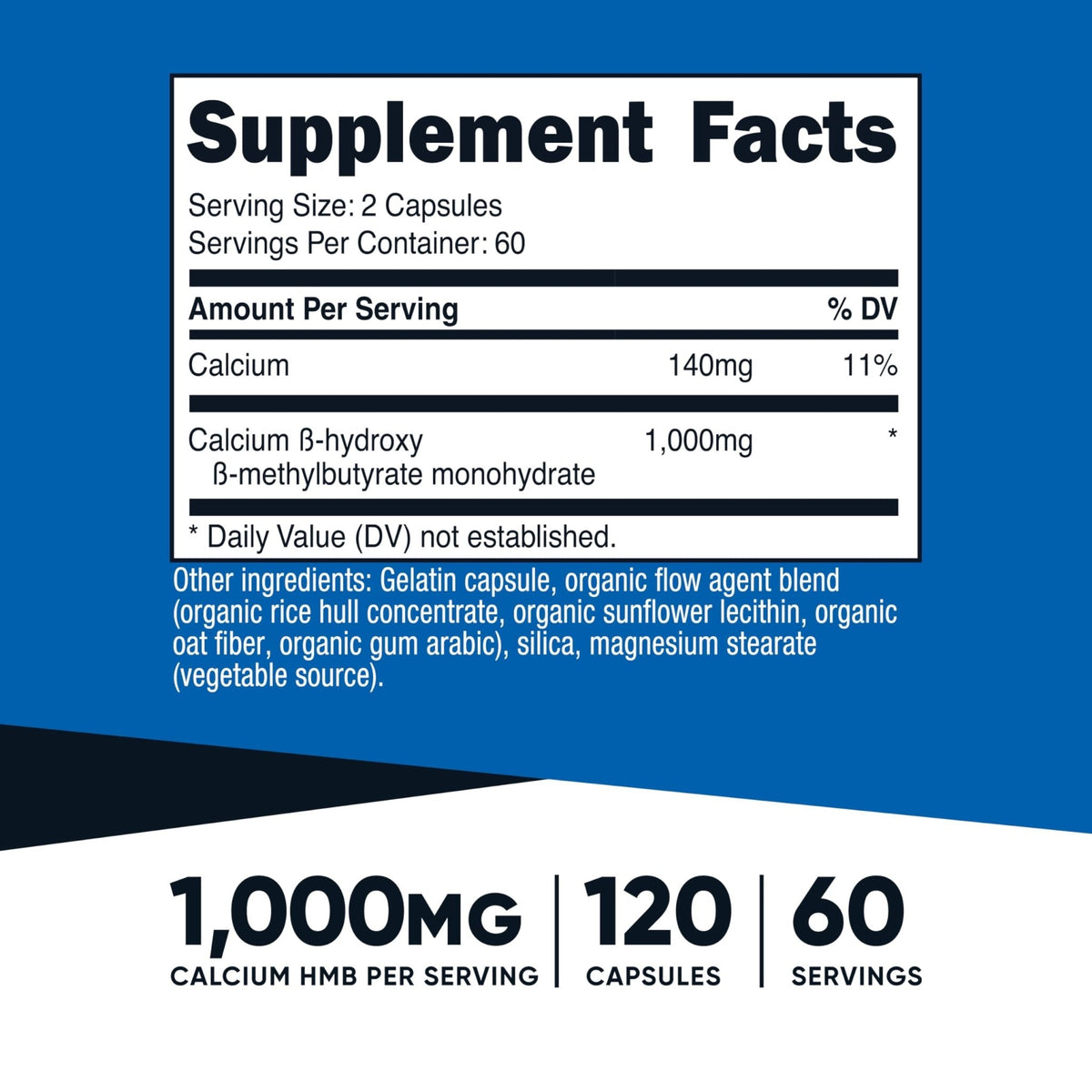 Nutricost HMB (Beta-Hydroxy Beta-Methylbutyrate) 1000mg (120 Capsules) - 500mg Per Capsule, 60 Servings - Gluten Free and Non-GMO - PrimeBioHealth - canada supplements