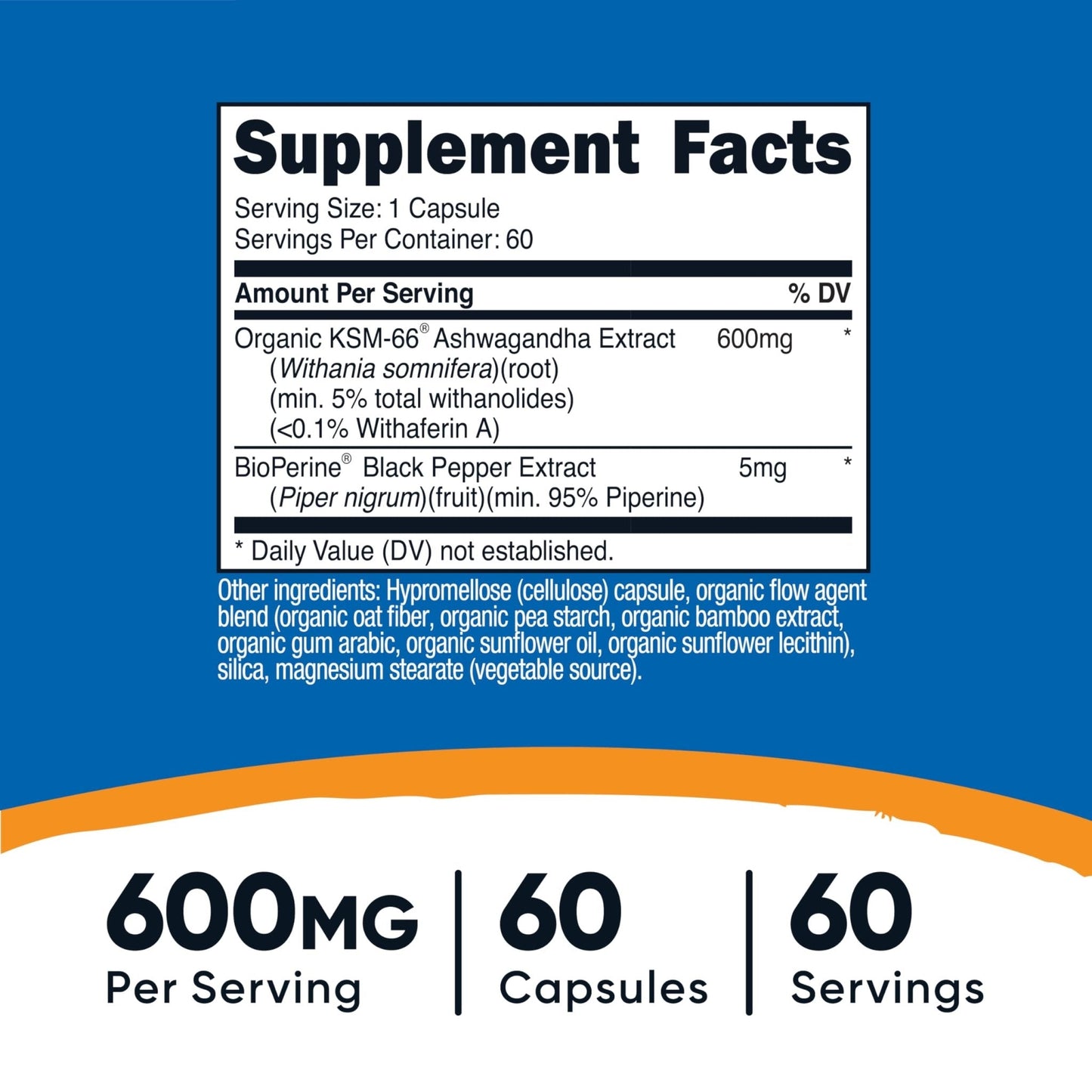 Nutricost KSM-66 Ashwagandha Root Extract (600mg) 60 Capsules | 5% Withanolides & BioPerine, Full-Spectrum Root Extract - PrimeBioHealth - canada supplements
