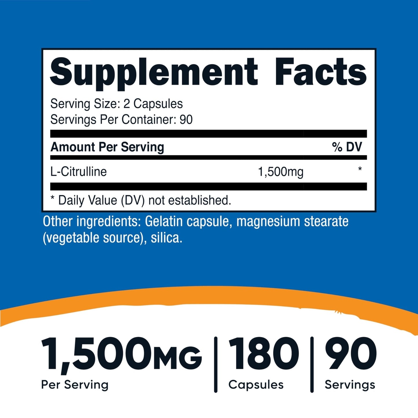 Nutricost L-Citrulline 1500mg, 180 Capsules - 750mg Per Capsule, Gluten Free, Non-GMO, Packaging May Vary - PrimeBioHealth - canada supplements