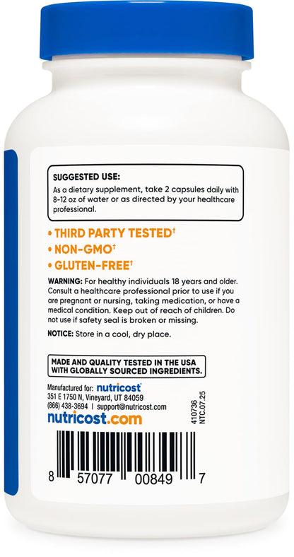Nutricost L-Citrulline 1500mg, 180 Capsules - 750mg Per Capsule, Gluten Free, Non-GMO, Packaging May Vary - PrimeBioHealth - canada supplements