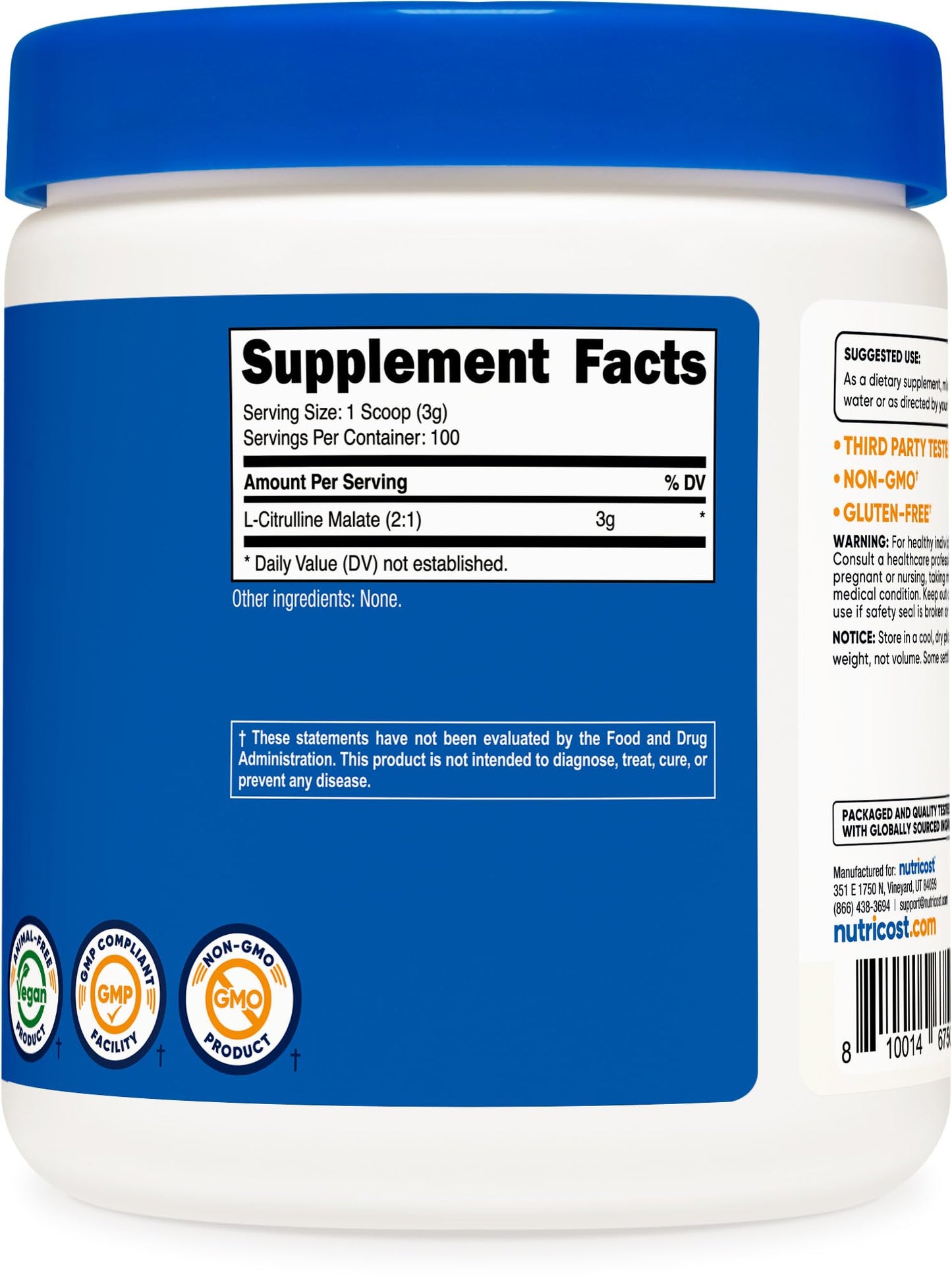 Nutricost L-Citrulline Malate (2:1) Powder (300 Grams) - PrimeBioHealth - canada supplements