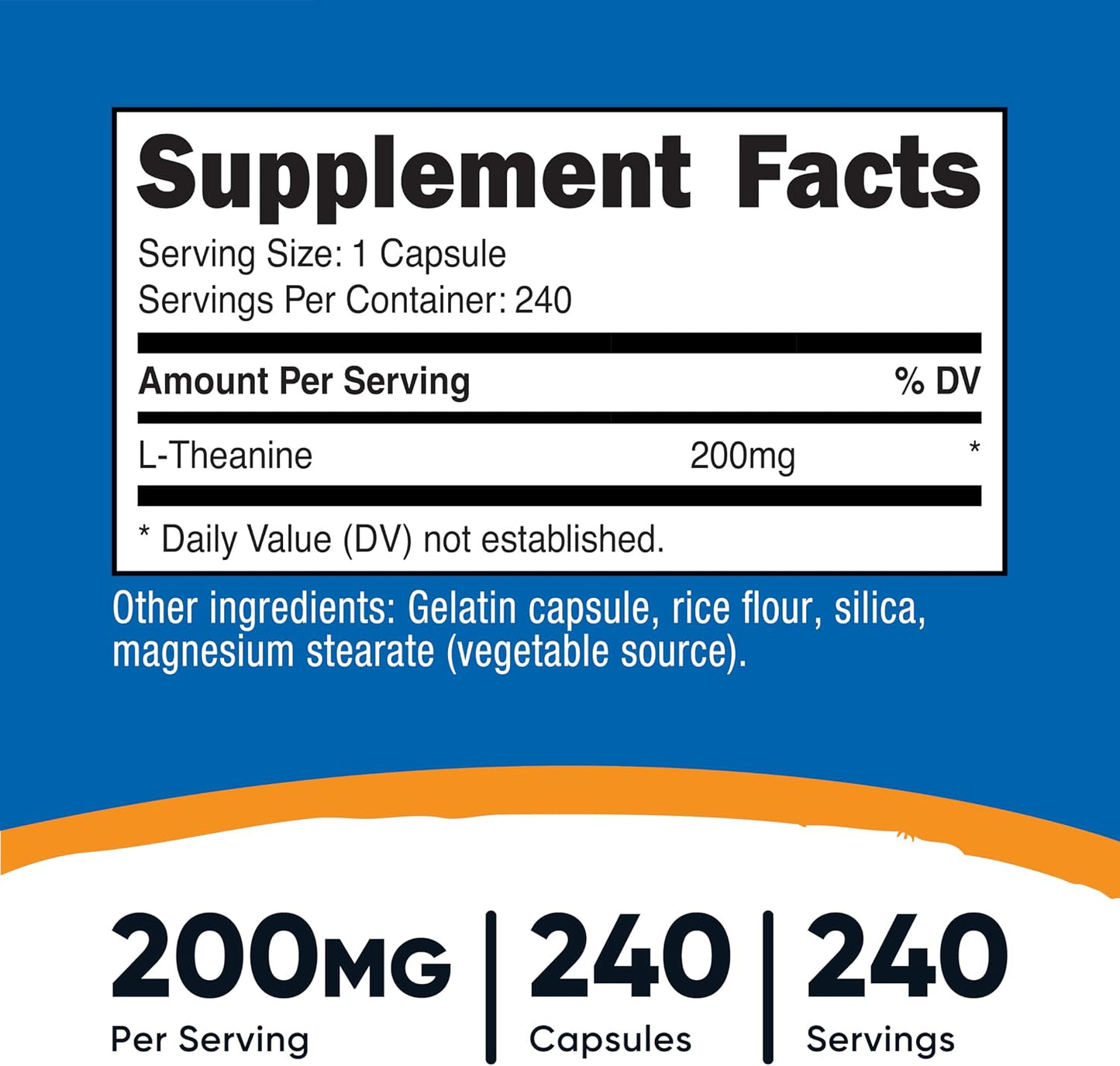 Nutricost L-Theanine 200mg, 240 Capsules - Double Strength - PrimeBioHealth - canada supplements