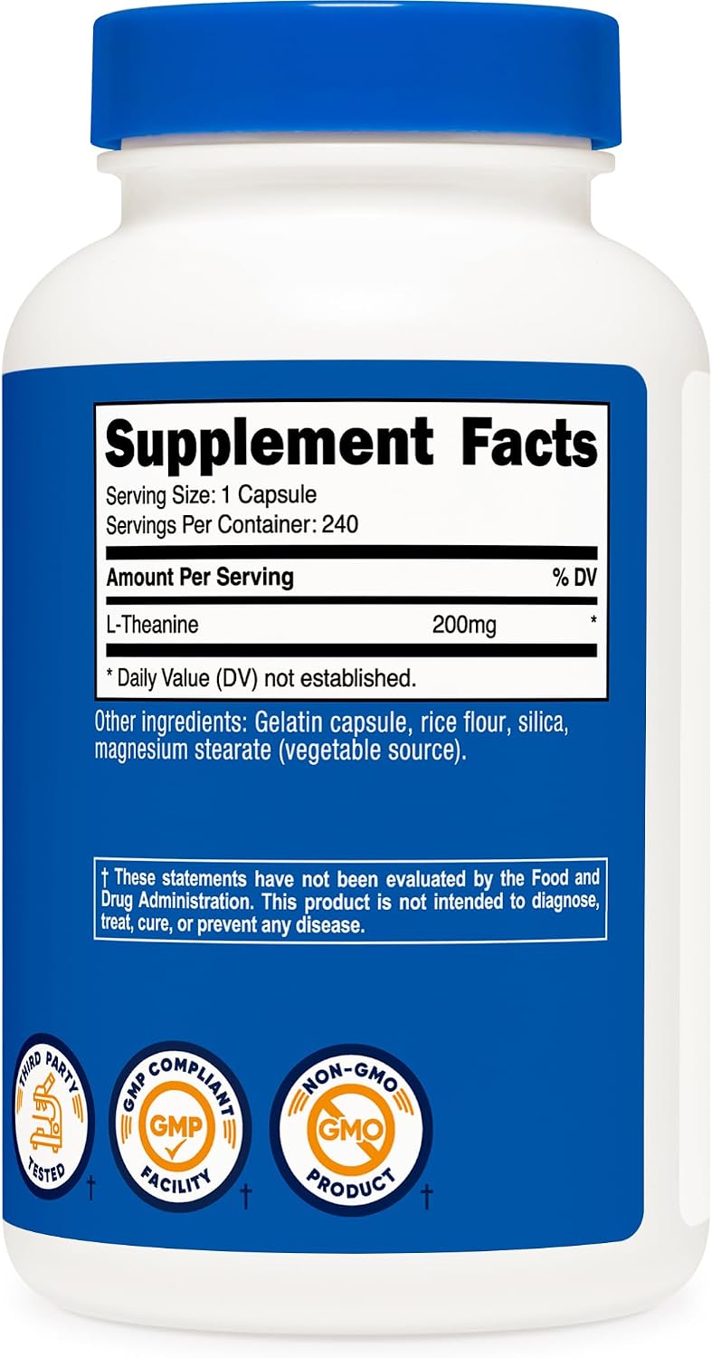 Nutricost L-Theanine 200mg, 240 Capsules - Double Strength - PrimeBioHealth - canada supplements