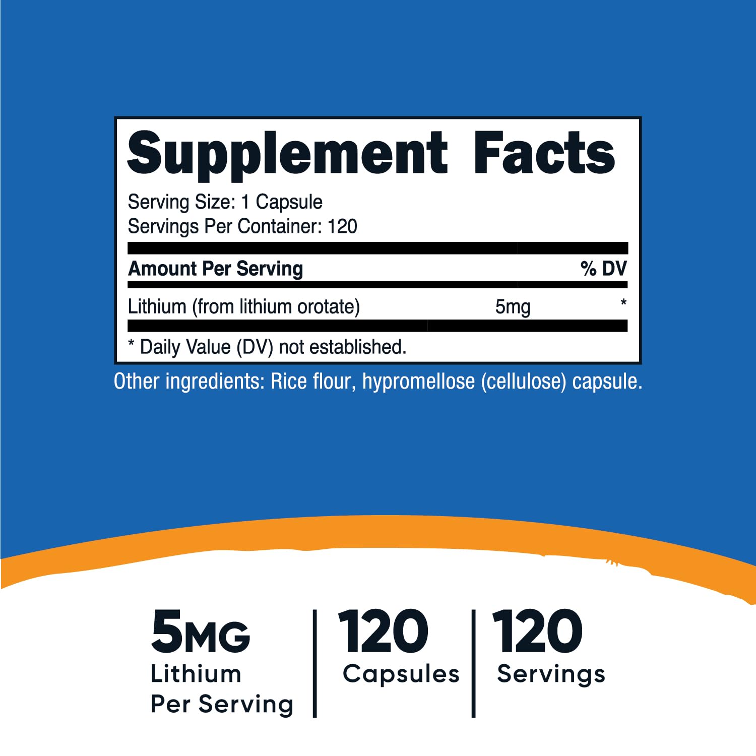 Nutricost Lithium Orotate 5mg, 120 Capsules - Veggie Caps, Non-GMO, Gluten Free - PrimeBioHealth - canada supplements