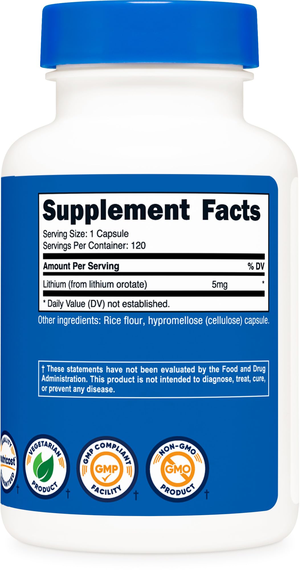 Nutricost Lithium Orotate 5mg, 120 Capsules - Veggie Caps, Non-GMO, Gluten Free - PrimeBioHealth - canada supplements