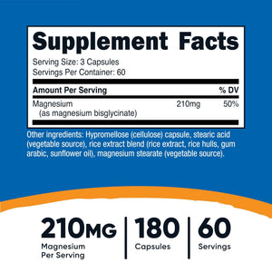 Nutricost Magnesium Glycinate Capsules, 180 Capsules, 210mg | Gentle Absorption, Magnesium Glycinate Supplement - PrimeBioHealth - canada supplements