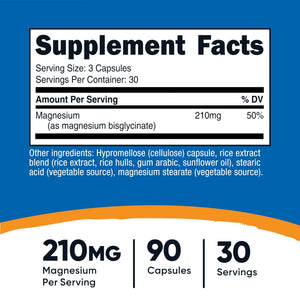 Nutricost Magnesium Glycinate Capsules, 180 Capsules, 210mg | Gentle Absorption, Magnesium Glycinate Supplement - PrimeBioHealth - canada supplements
