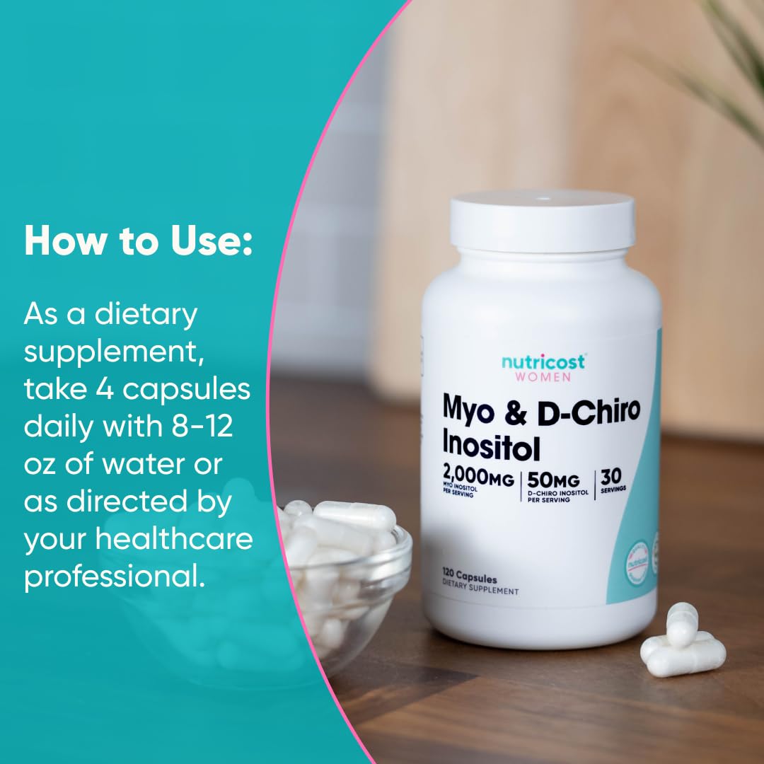 Nutricost Myo Inositol & D-Chiro Inositol for Women 2000mg, 120 Capsules, 2000mg Myo & 50mg D-Chiro Per Serving, 30 Servings - PrimeBioHealth - canada supplements
