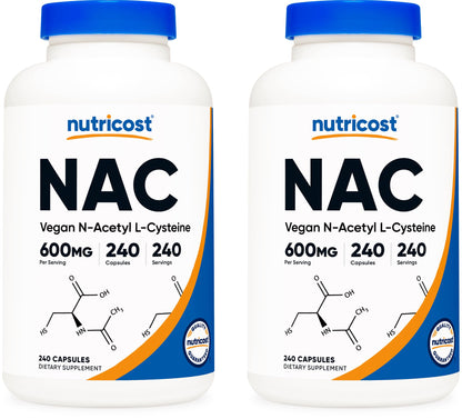 Nutricost N-Acetyl L-Cysteine (NAC) 600mg, 180 Capsules | GMO-Free And Gluten Free - PrimeBioHealth - canada supplements