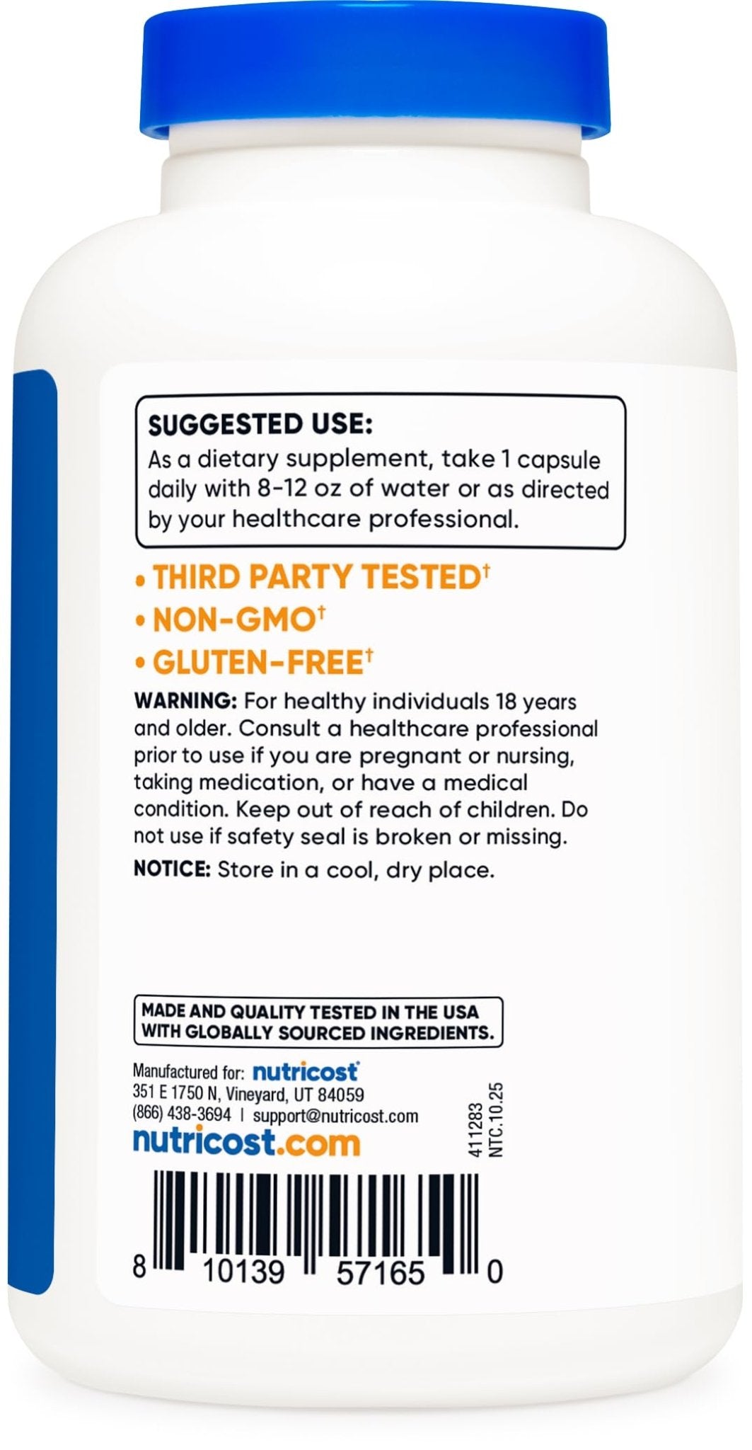 Nutricost N-Acetyl L-Cysteine (NAC) 600mg, 180 Capsules | GMO-Free And Gluten Free - PrimeBioHealth - canada supplements