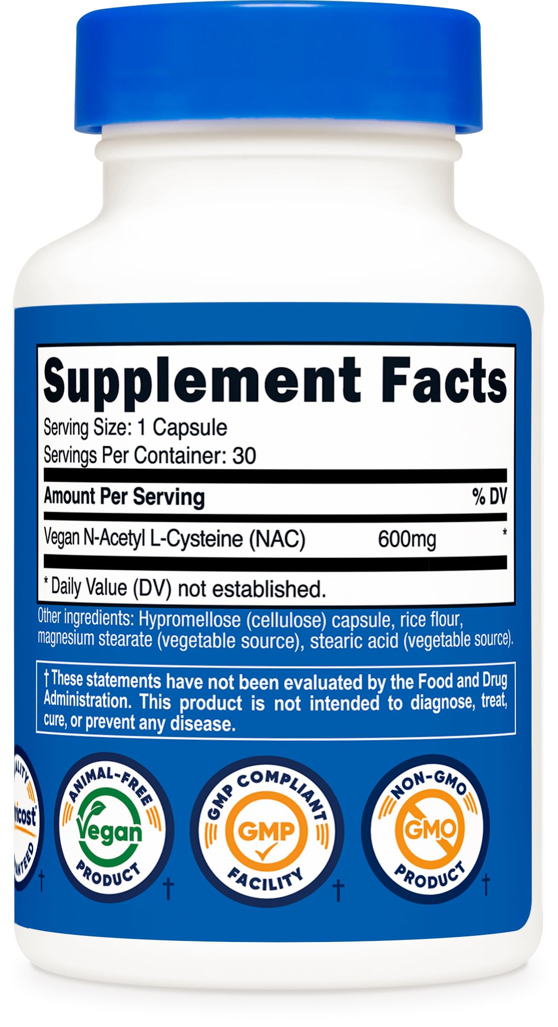 Nutricost N-Acetyl L-Cysteine (NAC) 600mg, 180 Capsules | GMO-Free And Gluten Free - PrimeBioHealth - canada supplements