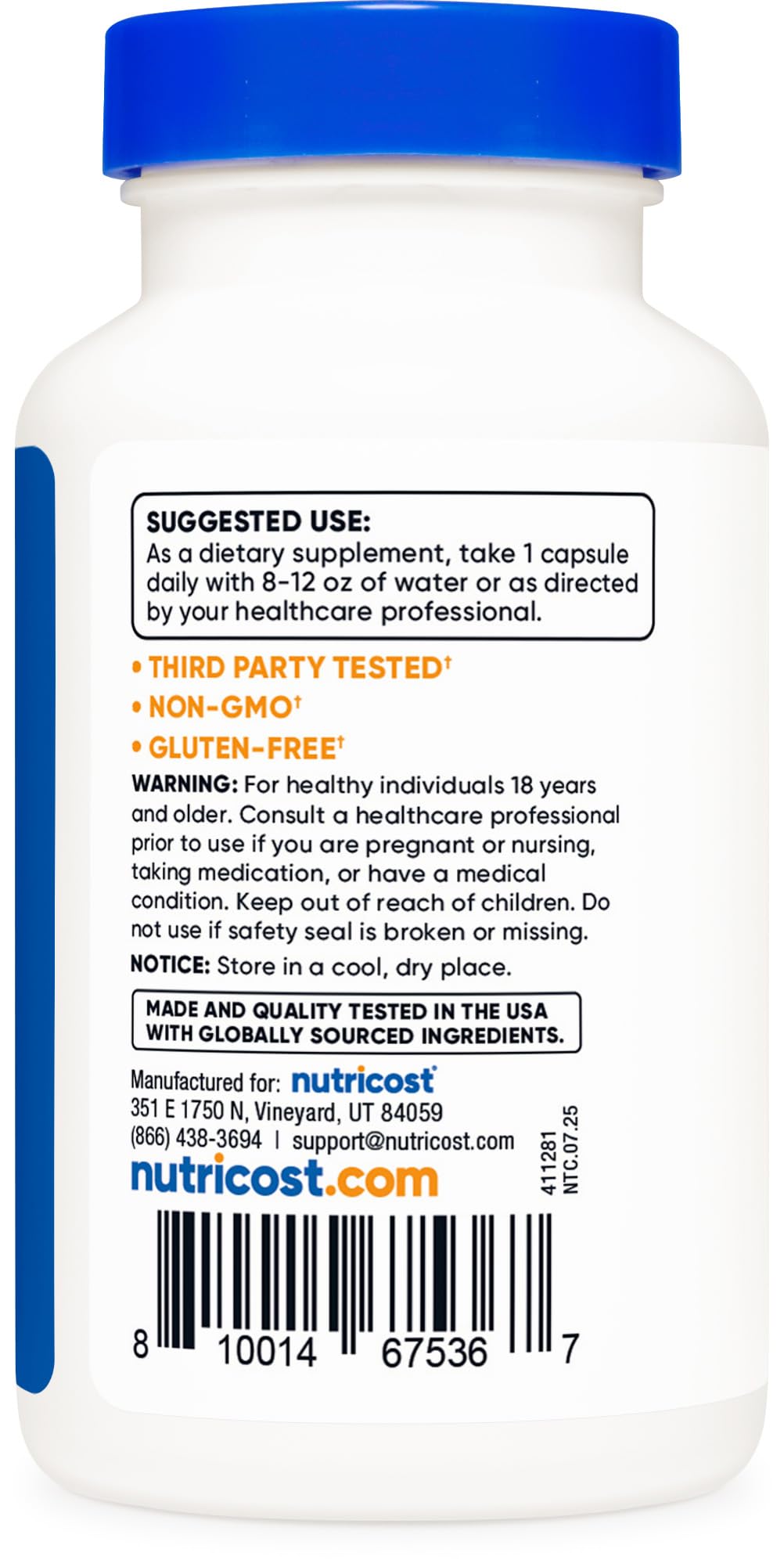Nutricost N-Acetyl L-Cysteine (NAC) 600mg, 180 Capsules | GMO-Free And Gluten Free - PrimeBioHealth - canada supplements