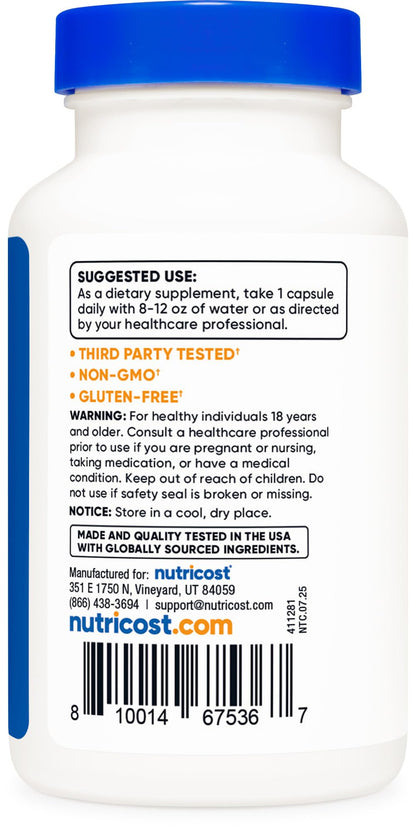 Nutricost N-Acetyl L-Cysteine (NAC) 600mg, 180 Capsules | GMO-Free And Gluten Free - PrimeBioHealth - canada supplements