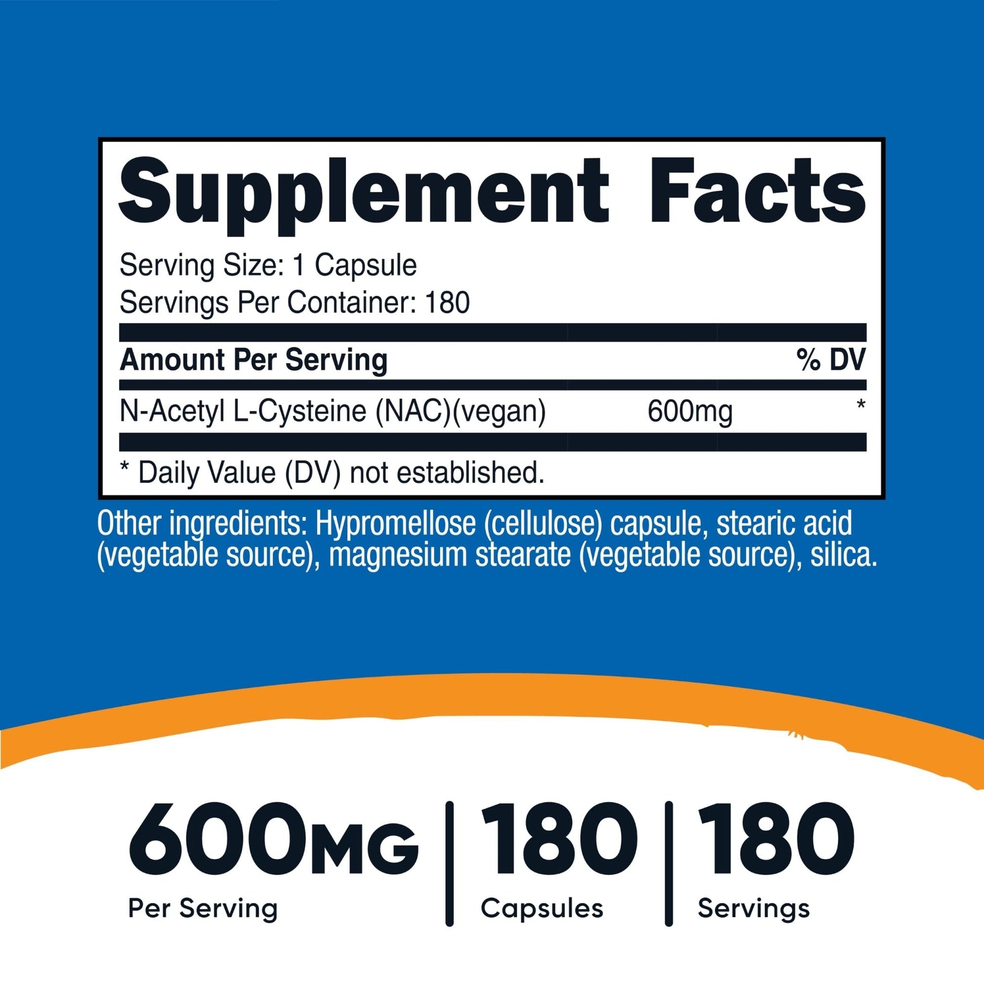 Nutricost N-Acetyl L-Cysteine (NAC) 600mg, 180 Capsules | GMO-Free And Gluten Free - PrimeBioHealth - canada supplements