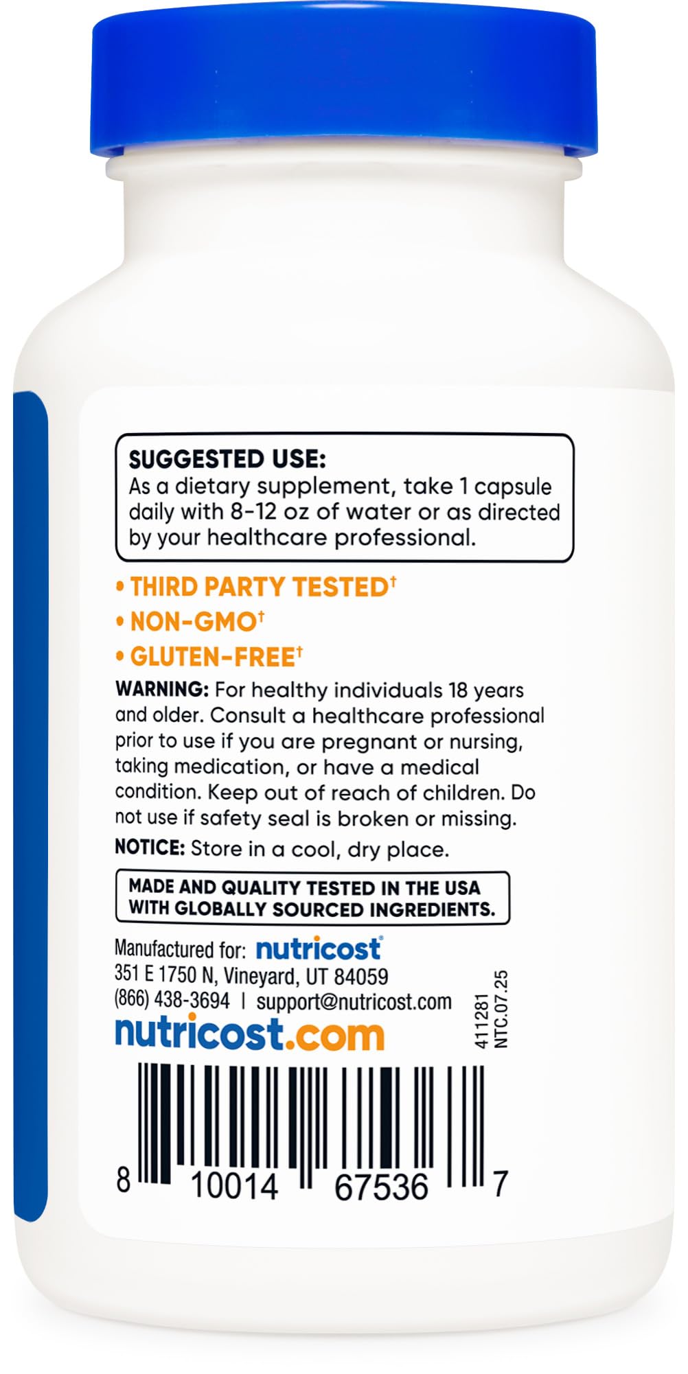 Nutricost N-Acetyl L-Cysteine (NAC) 600mg, 180 Capsules | GMO-Free And Gluten Free - PrimeBioHealth - canada supplements