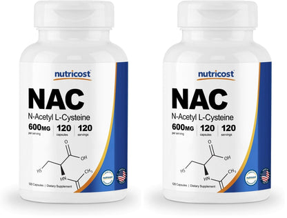 Nutricost N-Acetyl L-Cysteine (NAC) 600mg, 180 Capsules | GMO-Free And Gluten Free - PrimeBioHealth - canada supplements