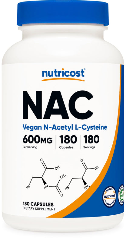 Nutricost N-Acetyl L-Cysteine (NAC) 600mg, 180 Capsules - Non-GMO, Gluten Free - PrimeBioHealth - canada supplements