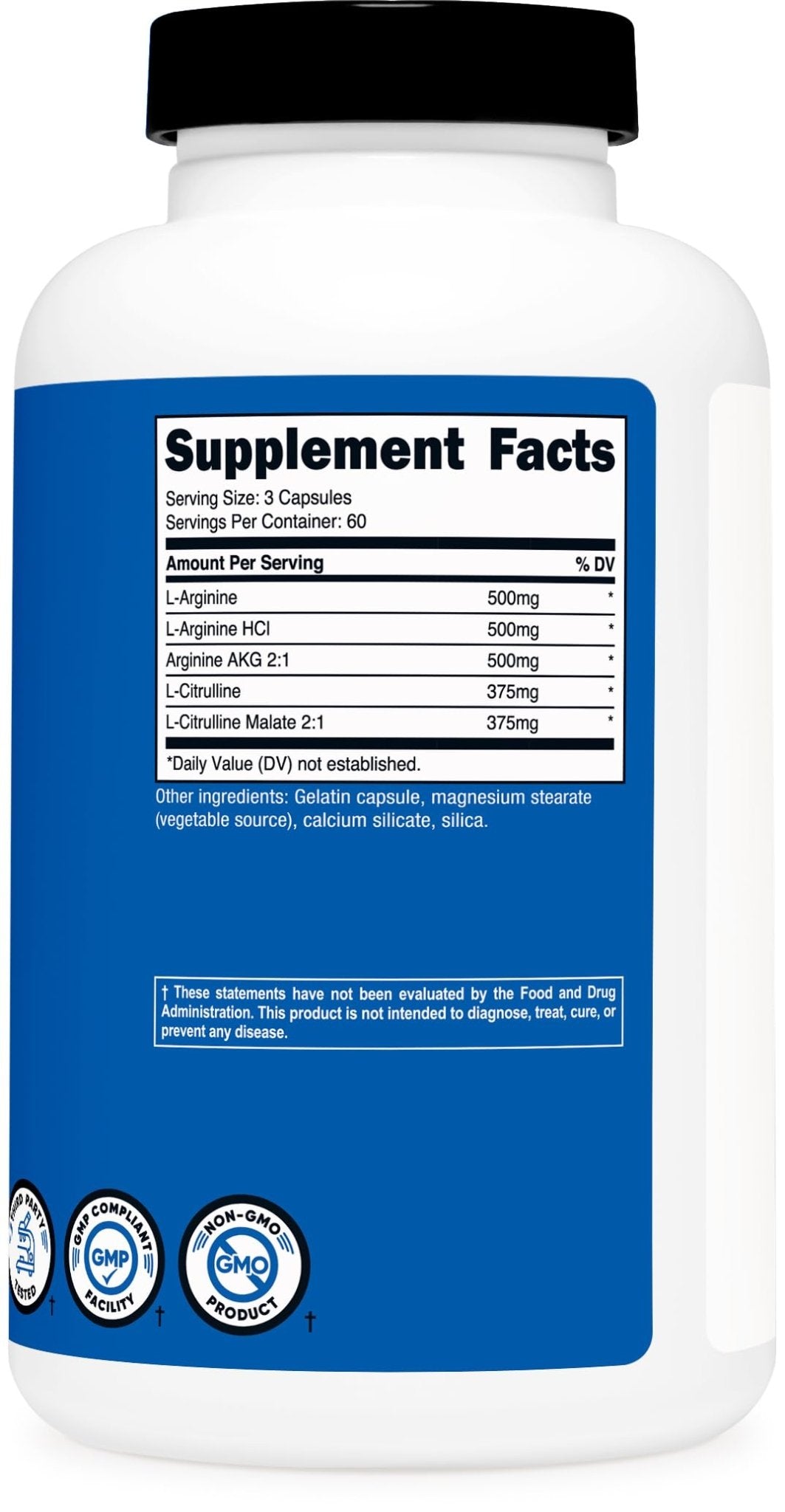 Nutricost Nitric Oxide Booster 2250mg, 180 Capsules - 750mg Per Casule, 60 Servings - Gluten Free and Non-GMO | 750mg Per Casule, 60 Servings, GMO-Free - PrimeBioHealth - canada supplements