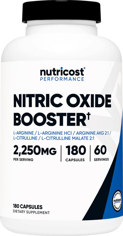 Nutricost Nitric Oxide Booster 2250mg, 180 Capsules - 750mg Per Casule, 60 Servings - Gluten Free and Non-GMO | 750mg Per Casule, 60 Servings, GMO-Free - PrimeBioHealth - canada supplements