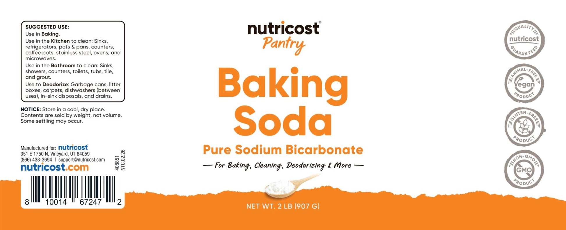 Nutricost Pantry Baking Soda (2 LBS) - For Baking, Cleaning & Deodorizing - PrimeBioHealth - canada supplements