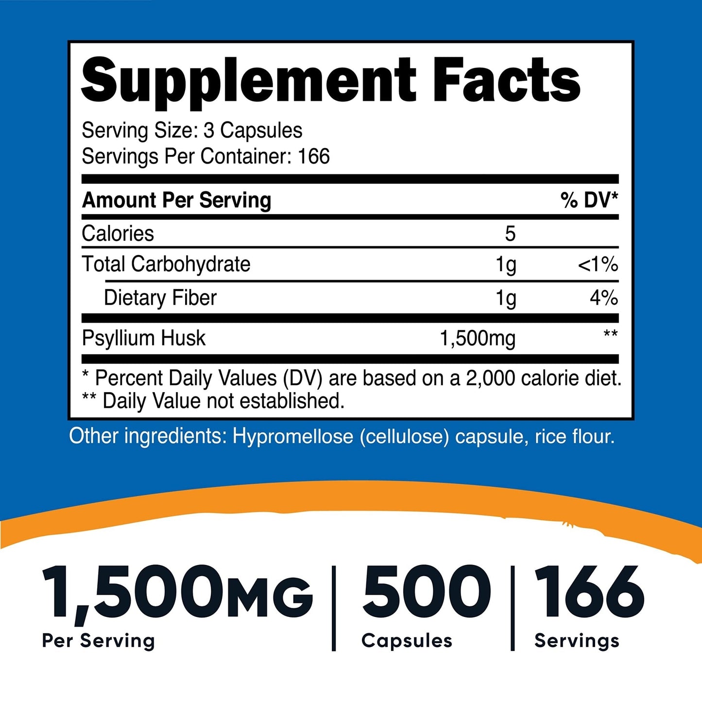 Nutricost Psyllium Husk 1500mg Per Serving, 500 Capsules - Non-GMO & Gluten Free - PrimeBioHealth - canada supplements