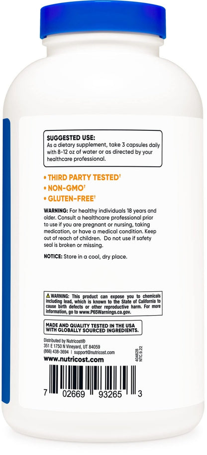 Nutricost Psyllium Husk 1500mg Per Serving, 500 Capsules - Non-GMO & Gluten Free - PrimeBioHealth - canada supplements