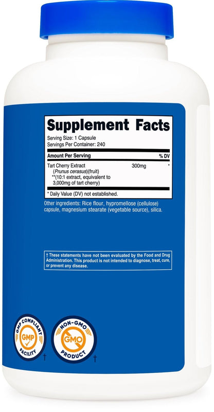 Nutricost Tart Cherry Extract 240 Vegetarian Capsules for 240 Servings per Bottle - Gluten Free, Non-GMO - PrimeBioHealth - canada supplements