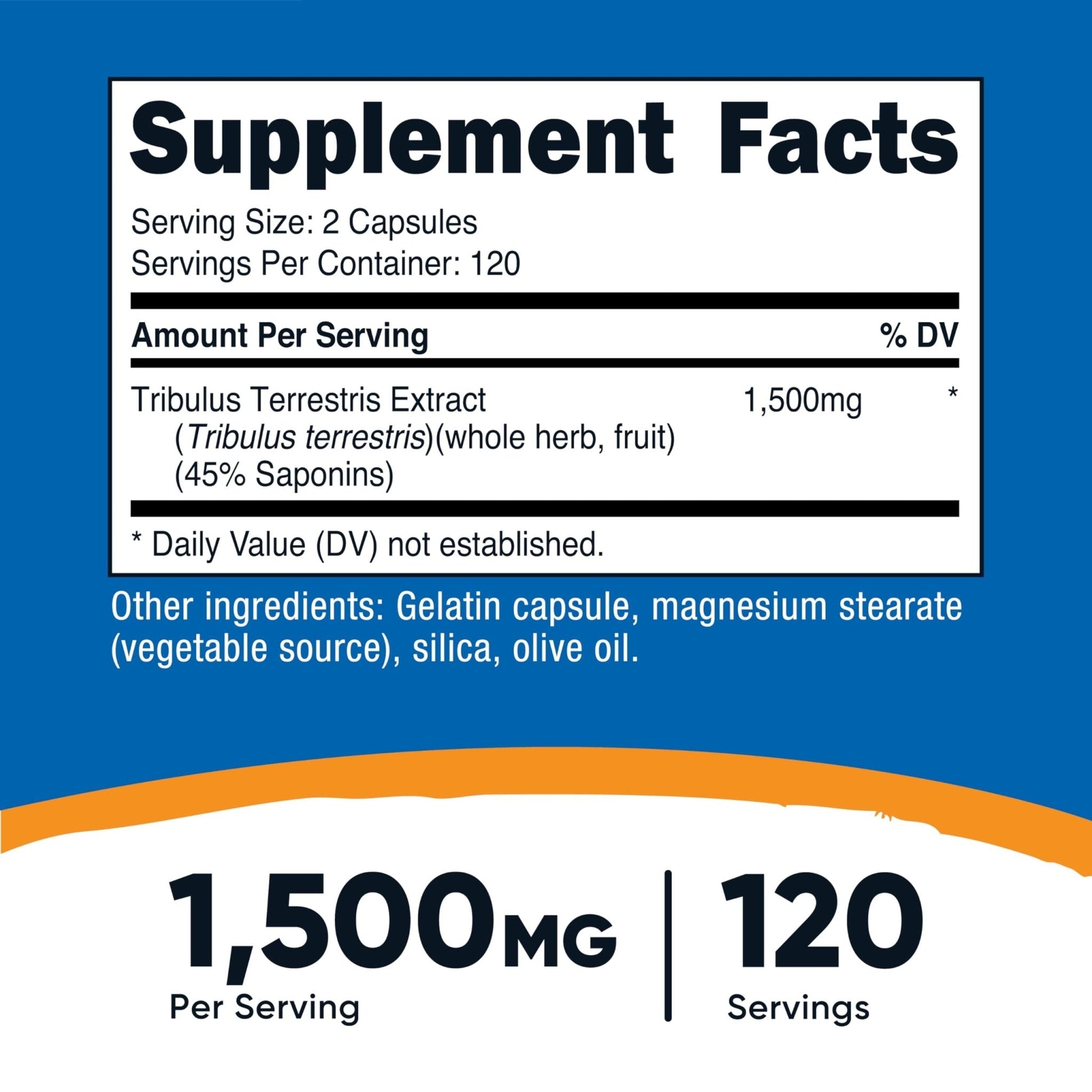 Nutricost Tribulus Terrestris Extract 1500mg, 240 Capsules - 45% Saponins, 120 Servings, Non-GMO, Gluten Free - PrimeBioHealth - canada supplements
