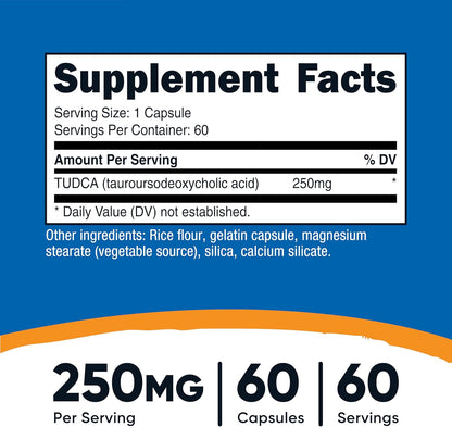 Nutricost Tudca 250mg, 60 Capsules (Tauroursodeoxycholic Acid) - Premium Quality - PrimeBioHealth - canada supplements