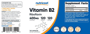 Nutricost Vitamin B2 (Riboflavin) 400mg, 120 Capsules - Gluten Free, Non-GMO - PrimeBioHealth - canada supplements