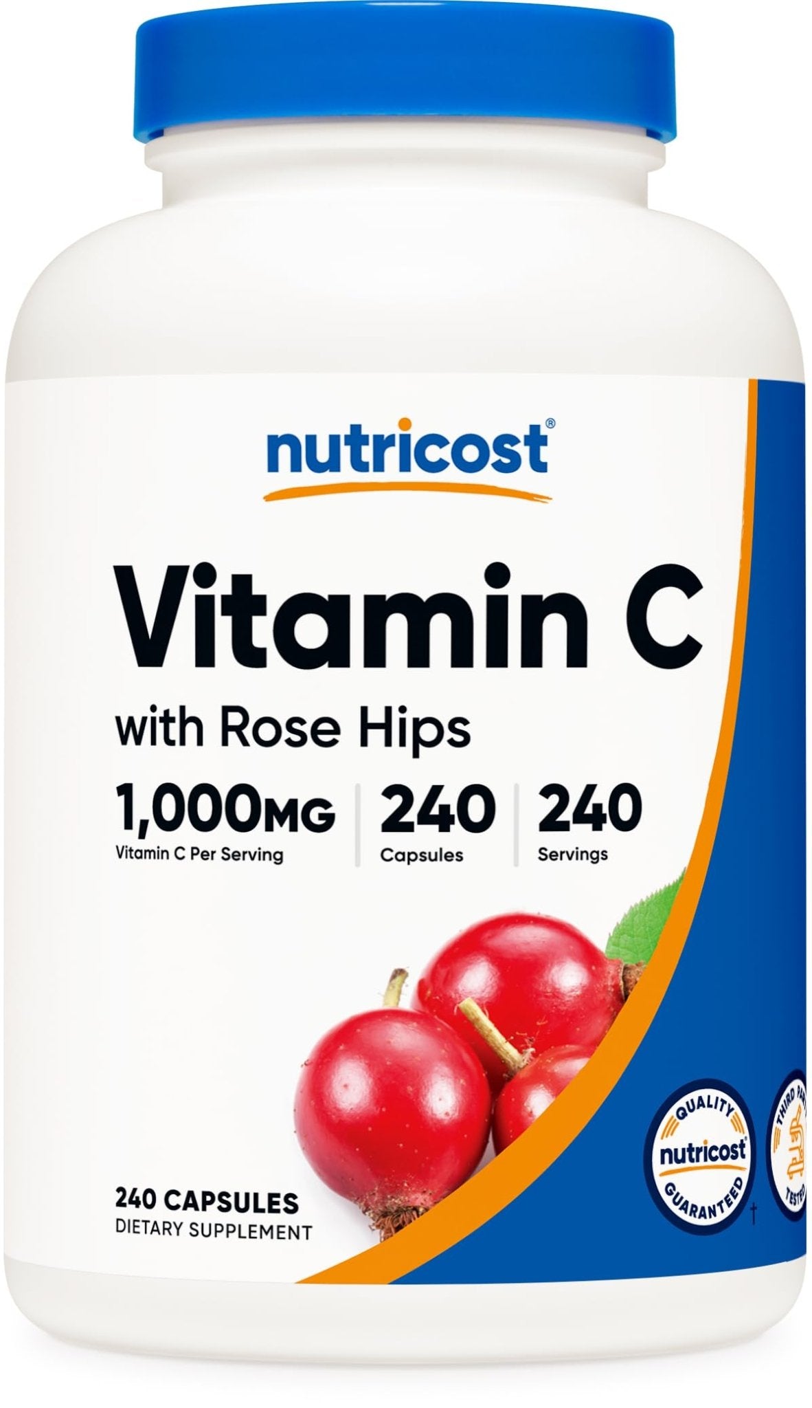 Nutricost Vitamin C with Rose Hips 1025mg, 240 Capsules, Gluten Free | Vitamin C 1,000mg, Rose Hips 25mg, GMO-Free - PrimeBioHealth - canada supplements