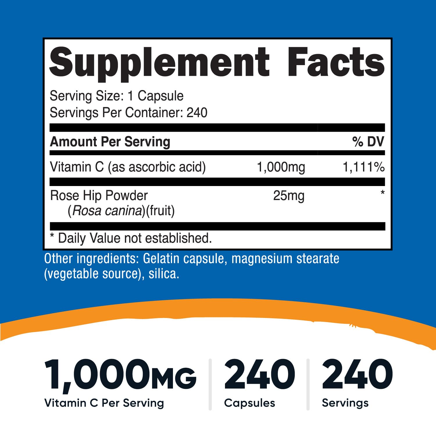 Nutricost Vitamin C with Rose Hips 1025mg, 240 Capsules - Vitamin C 1,000mg, Rose Hips 25mg, Premium - PrimeBioHealth - canada supplements