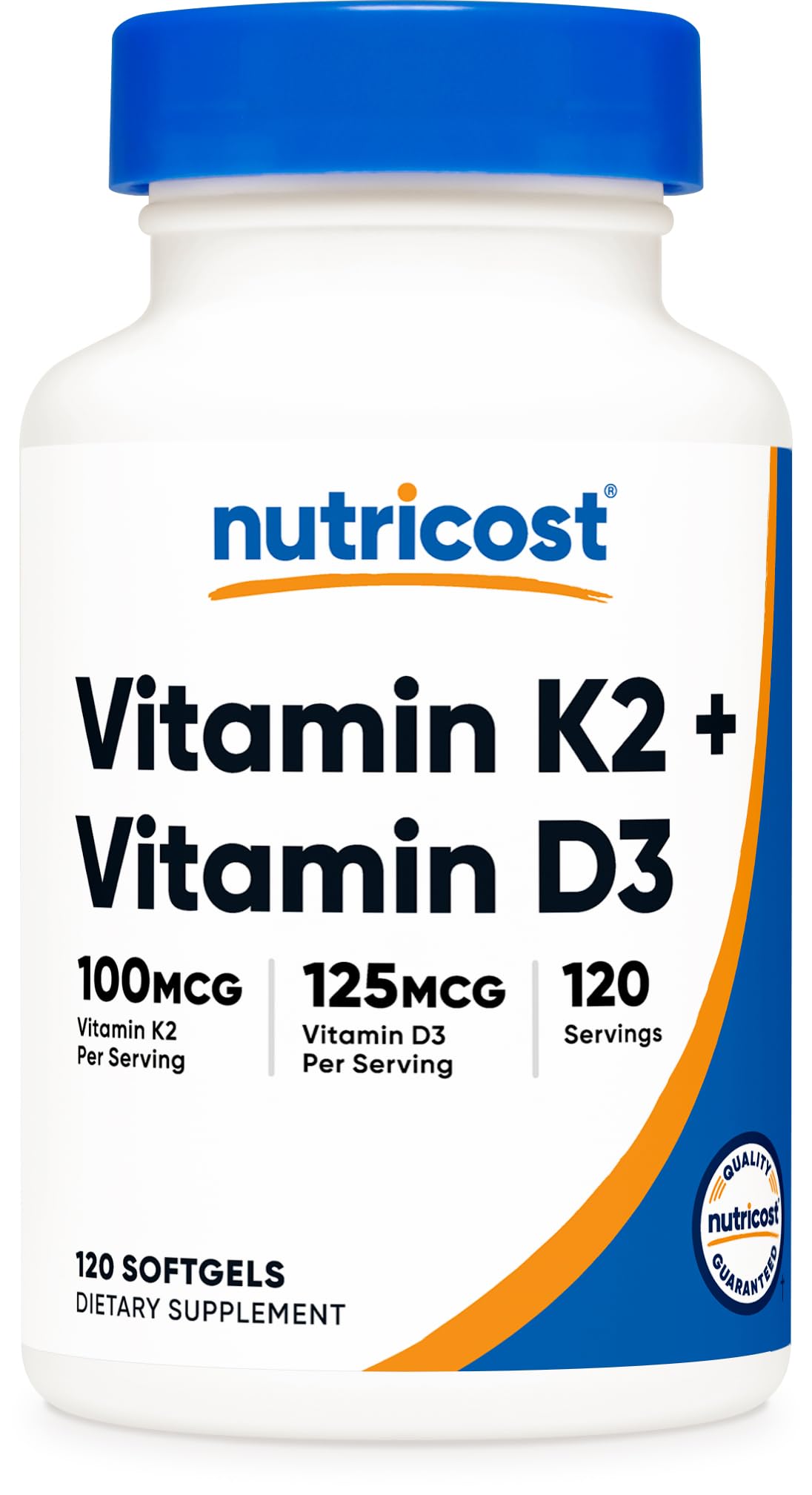 Nutricost Vitamin D3 + K2 (5000 IU D3 / 100mcg MK7), 120 Softgels – Gluten-Free & Non-GMO - PrimeBioHealth - canada supplements
