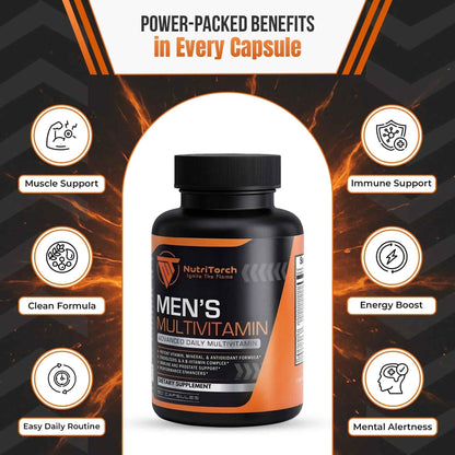 NutriTorch Multivitamin for Men – Adult Dietary Supplement with Vitamins A, C & D, Minerals & Antioxidants for Immune Support, Increased Energy