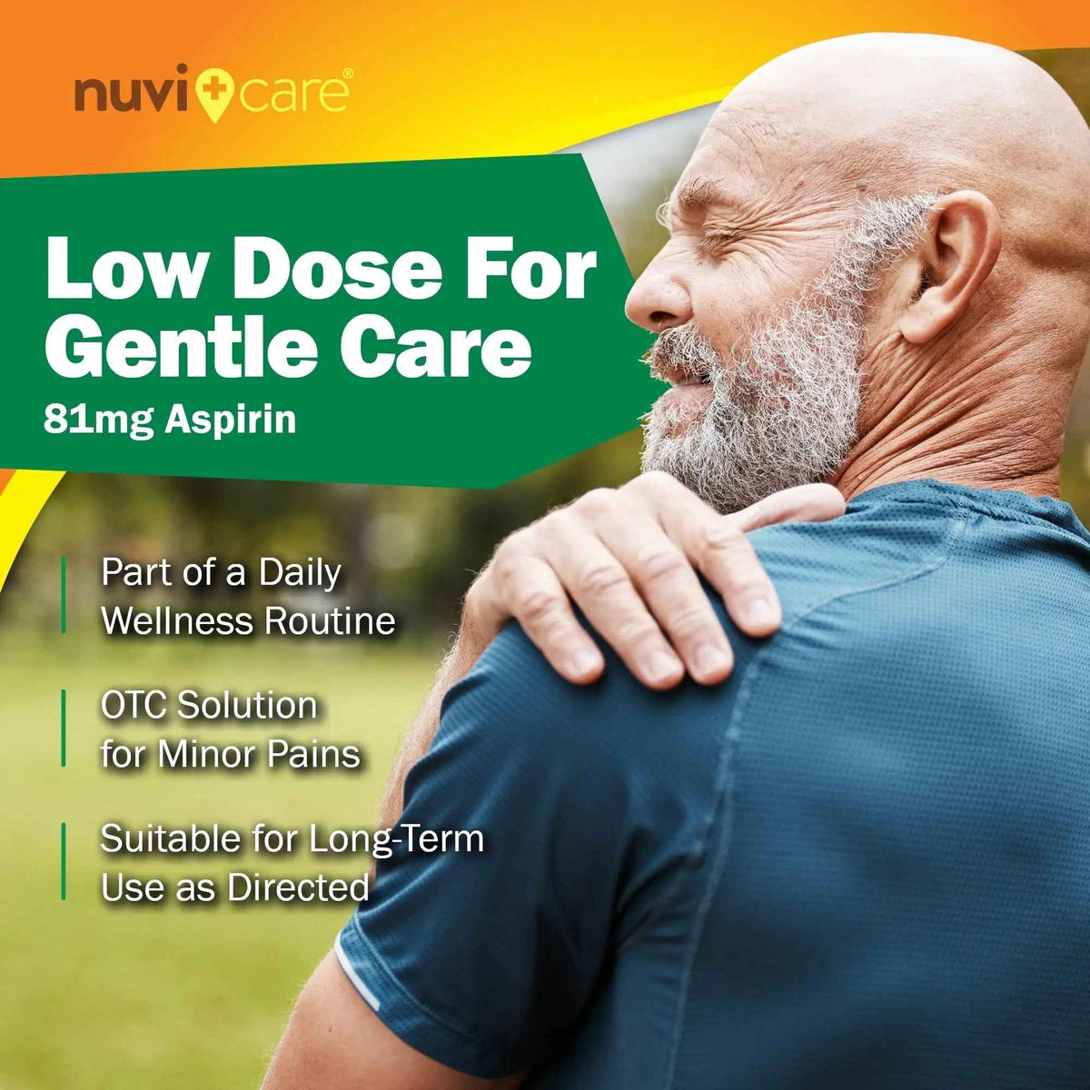 NUVICARE Low Dose Aspirin 81mg for Adults Coated Caplets - Compare to Active Ingredient in Low Dose Bayer Aspirin for Adults - Safety Coated (300 Count)