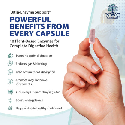 NWC Naturals Ultra-Enzyme Support, Natural Digestive Supplement, Promotes Optimal Health and Digestion, 200 count Capsules - PrimeBioHealth - canada supplements