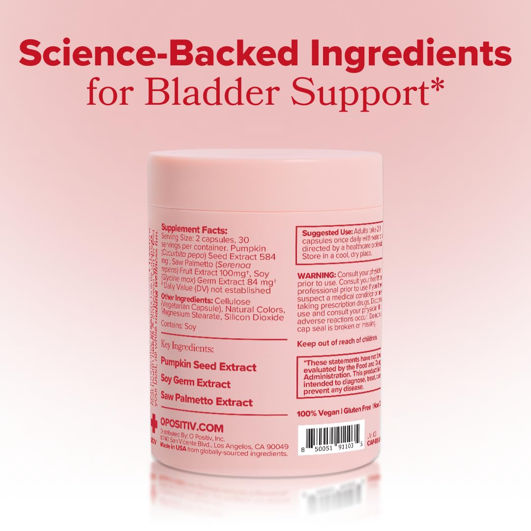 O Positiv URO Bladder Control Supplement for Urinary Urgency, Frequency, Leakage with Pumpkin Seed Extract, Soy Germ Extract - PrimeBioHealth - canada supplements
