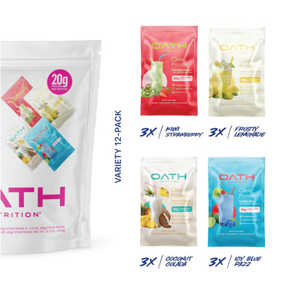 Oath Nutrition Clear Whey Isolate Protein Powder Variety Pack, 12 Pack - PrimeBioHealth - canada supplements