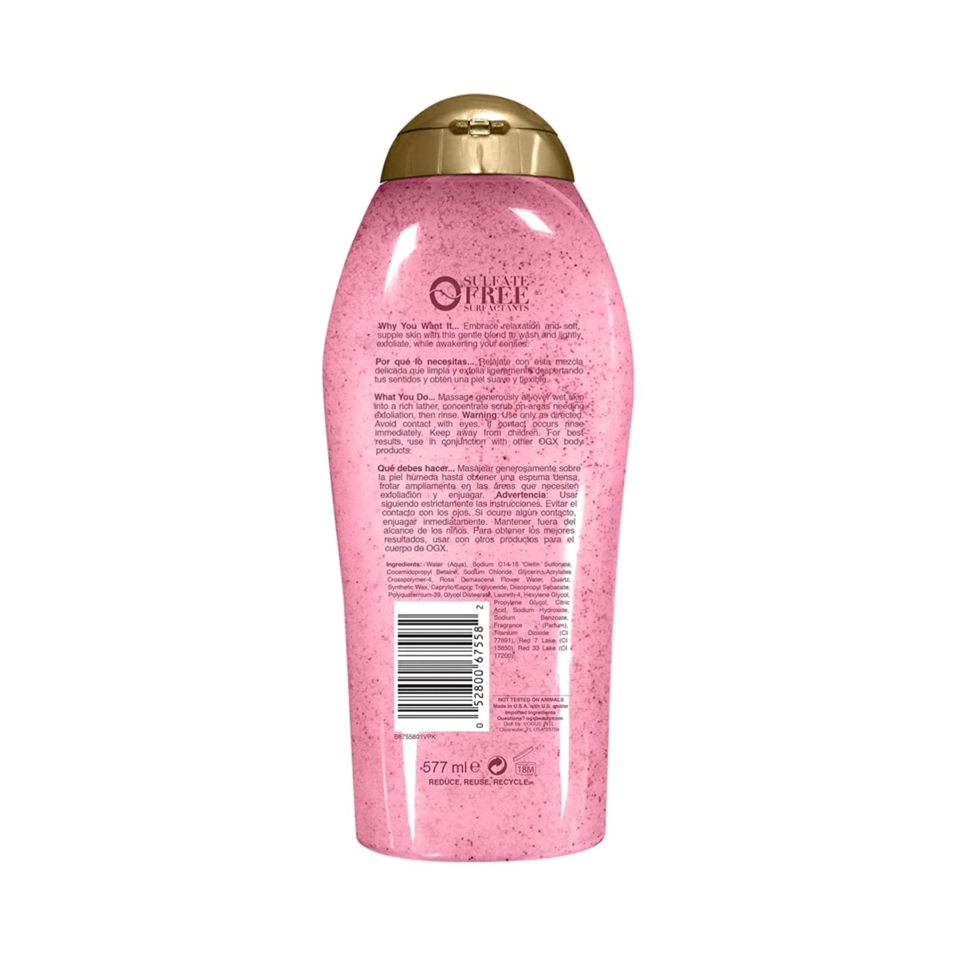 OGX Sensitive + Rose Water & Pink Sea Salt Exfoliating Body Scrub + Rose Quartz, Gentle Exfoliating Daily Body Wash Softens Skin - PrimeBioHealth - canada supplements