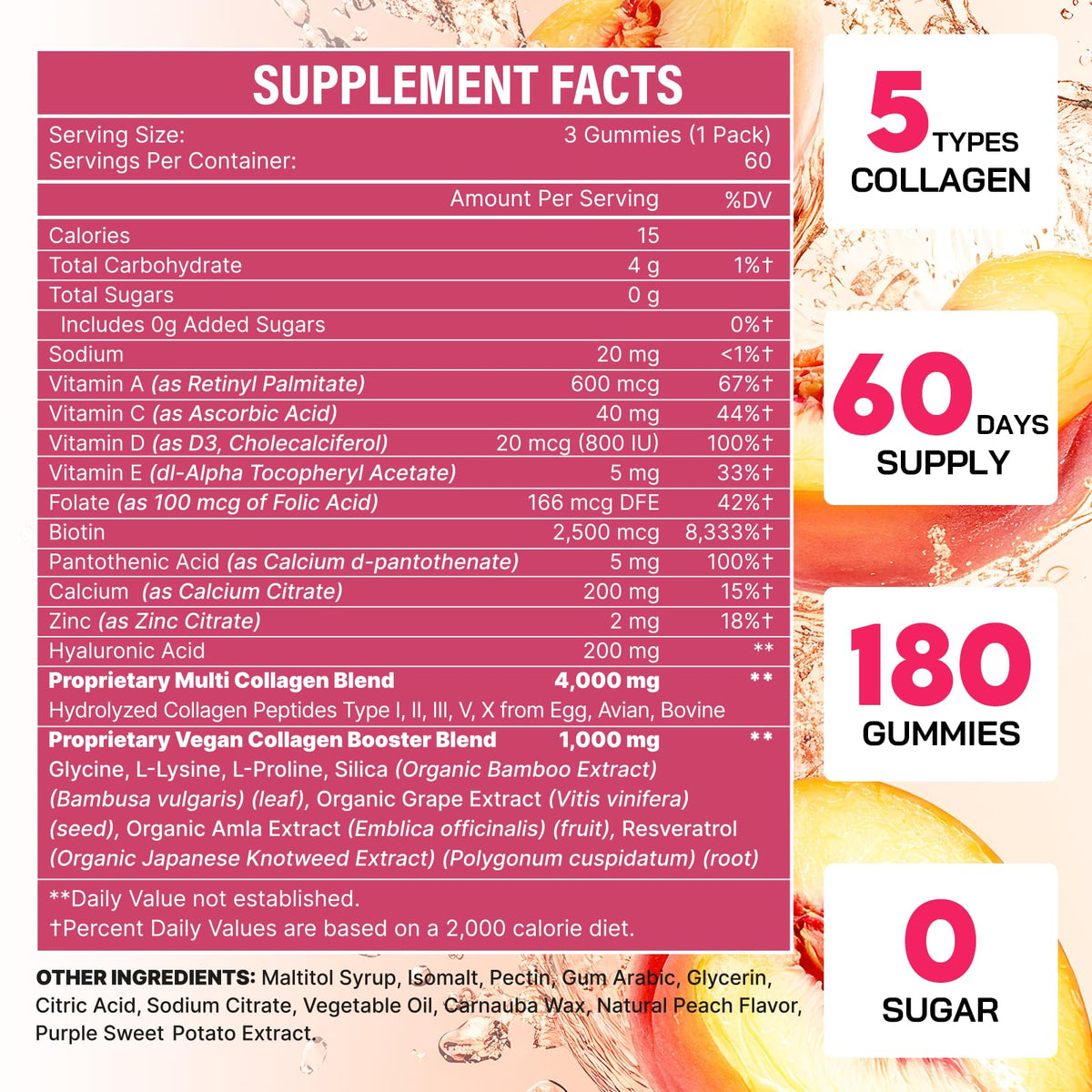 OHaboth Collagen Gummies for Women, Hydrolyzed Collagen Peptides Type I, II, III, V, X, 0 Sugar - Collagen Gummies for Skin, Wrinkles, Hair, Nails - PrimeBioHealth - canada supplements