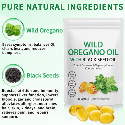 Oil of Oregano with Black Seed Oil, 6000mg Oregano Oil Capsules Organic, of Oregano - PrimeBioHealth - canada supplements