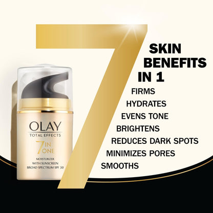 Olay Facial Moisturizing Lotion SPF 30 Total Effects for Dry Skin, 7 Benefits including Minimize Pores, Anti-Aging, 1.7 oz - PrimeBioHealth - canada supplements